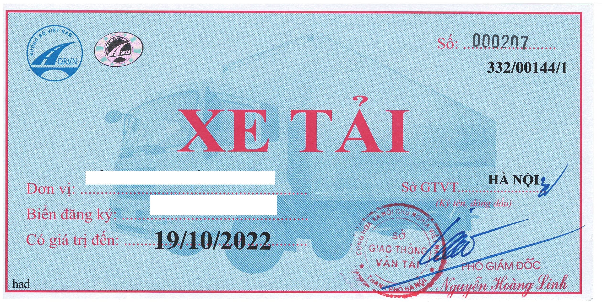 Phù hiệu xe tải