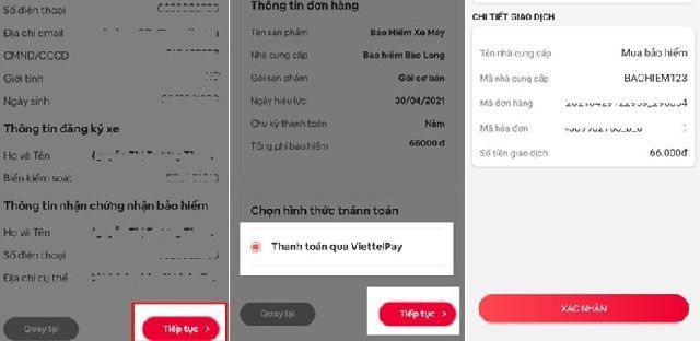 Các cách mua bảo hiểm xe máy online đơn giản, an toàn 7 Kiểm tra lại thông tin rồi tiến hành thanh toán phí mua bảo hiểm cho xe máy
